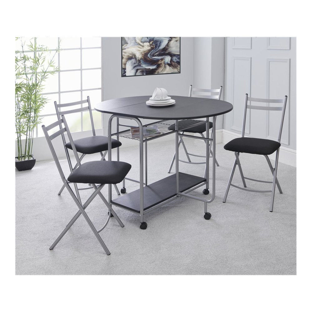 Stowaway 4 seat dining set - black / silver - SILVIONIX