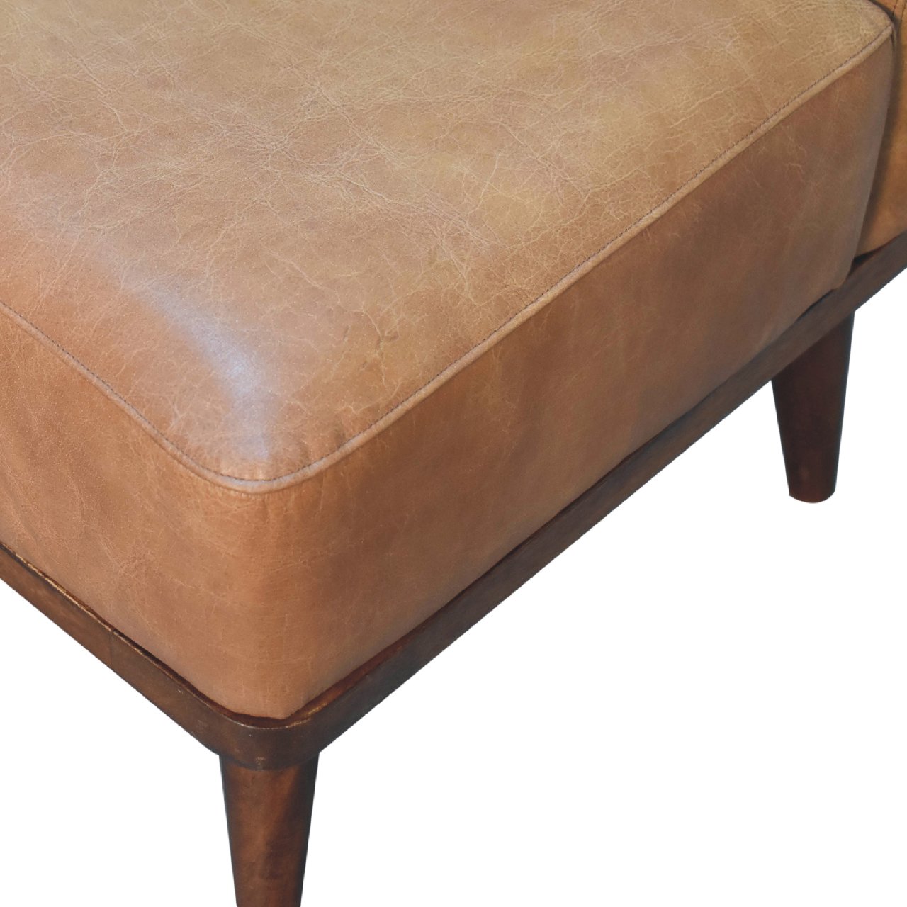 Tan Buffalo Backrest Footstool - SILVIONIX