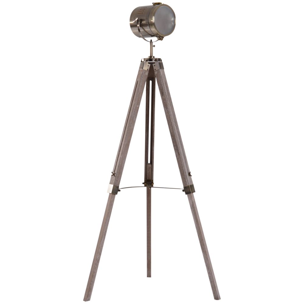 Tripod Floor Lamp, 65L,Wood/Bronze Colour - SILVIONIX