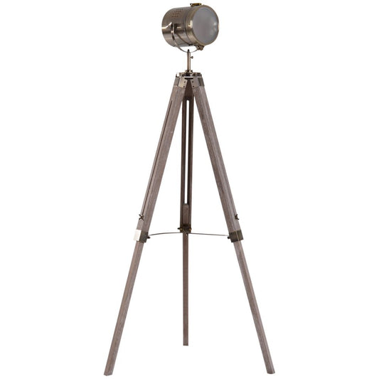 Tripod Floor Lamp, 65L,Wood/Bronze Colour - SILVIONIX