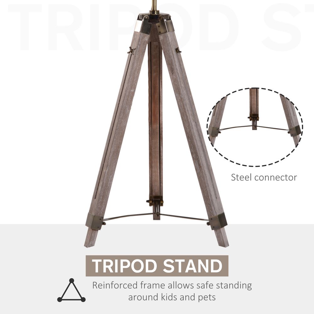 Tripod Floor Lamp, 65L,Wood/Bronze Colour - SILVIONIX