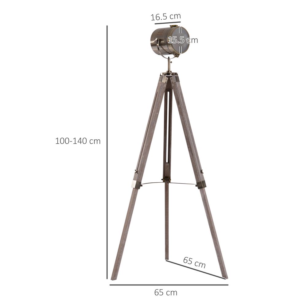 Tripod Floor Lamp, 65L,Wood/Bronze Colour - SILVIONIX