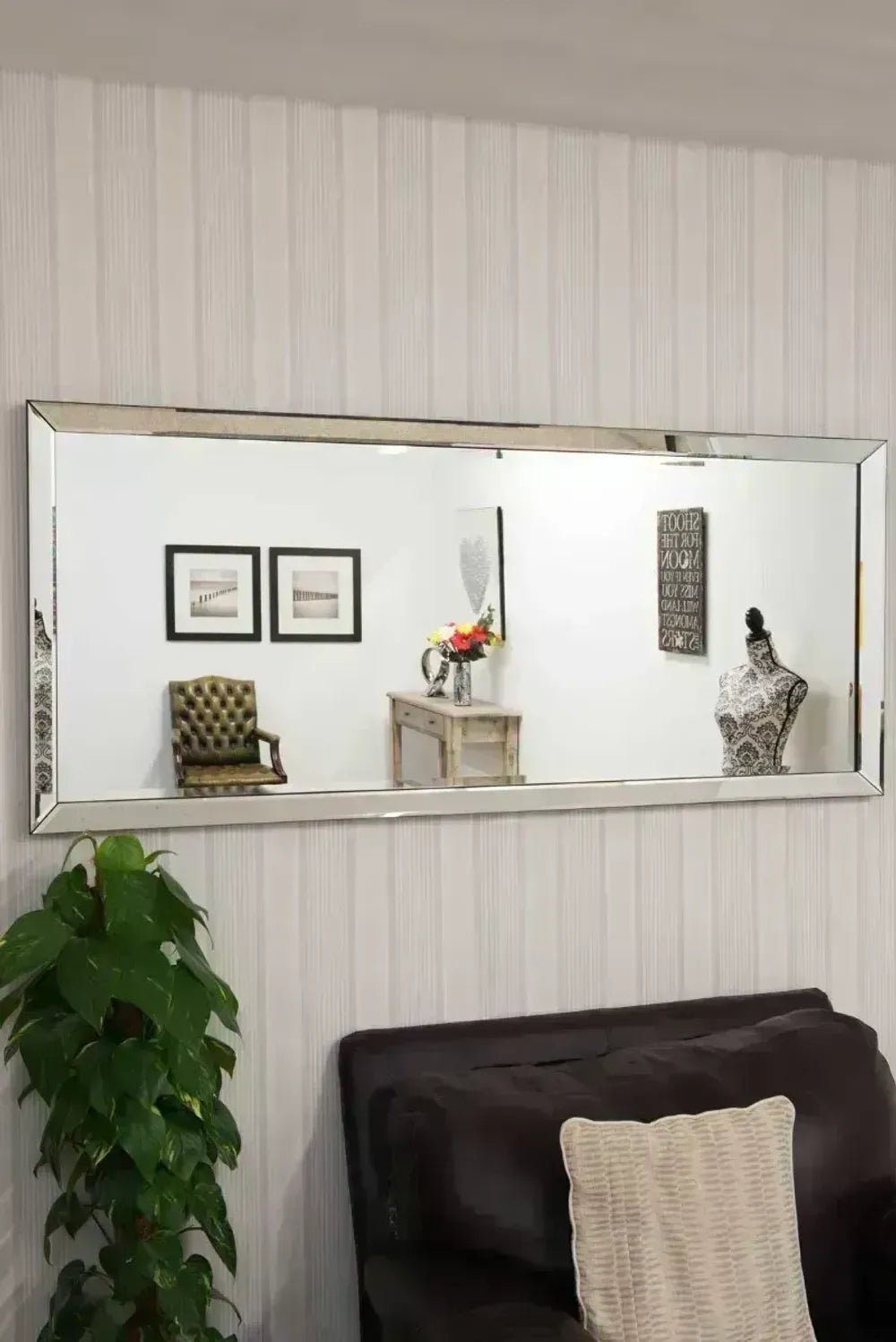 Turvey All Glass Angled Frame Full Length Mirror 178 x 76 CM - SILVIONIX