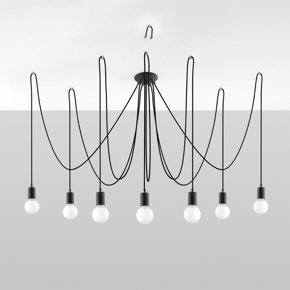 Chandelier fabric, steel Edison loft Design E27