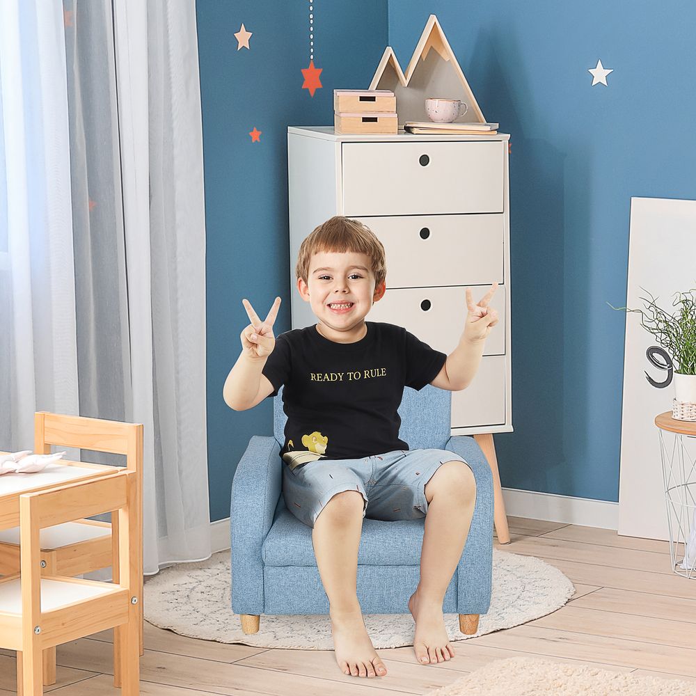 Child Armchair Wood Frame w/ Cushion Padding Seat Low-Rise Bedroom