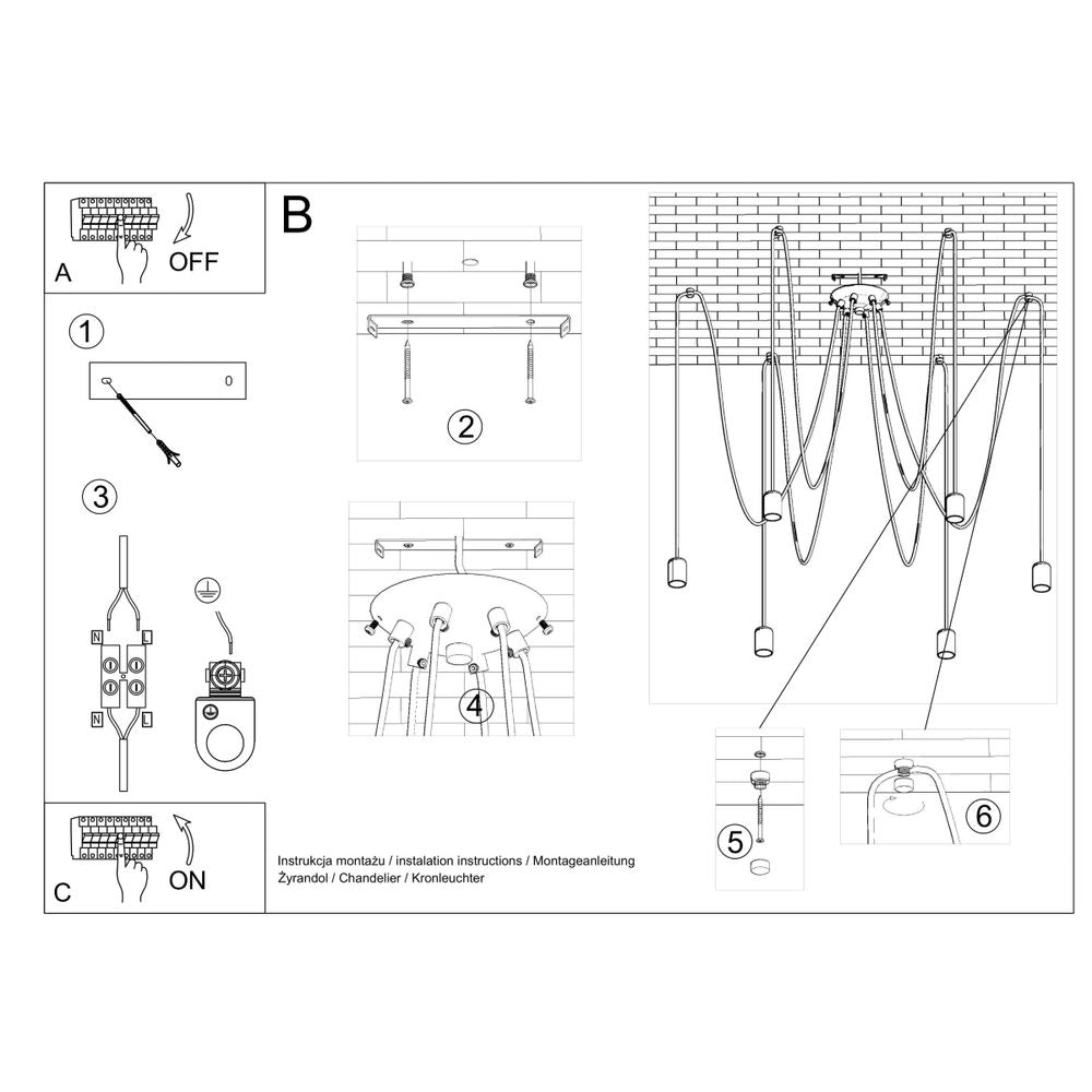 Chandelier fabric, steel Edison loft Design E27