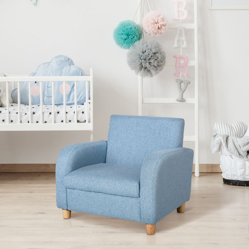 Child Armchair Wood Frame w/ Cushion Padding Seat Low-Rise Bedroom