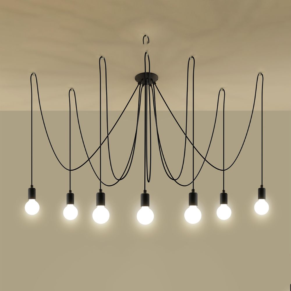 Chandelier fabric, steel Edison loft Design E27