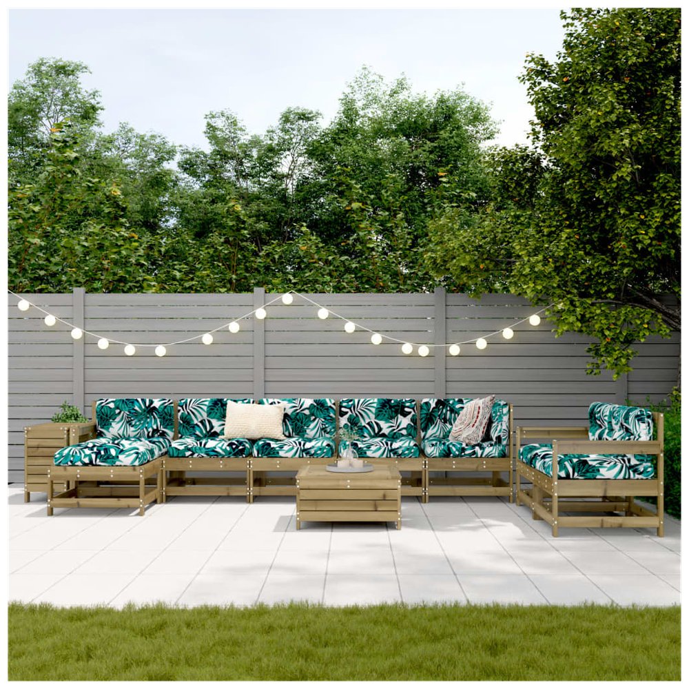 vidaXL 10 Piece Garden Sofa Set Impregnated Wood Pine - SILVIONIX