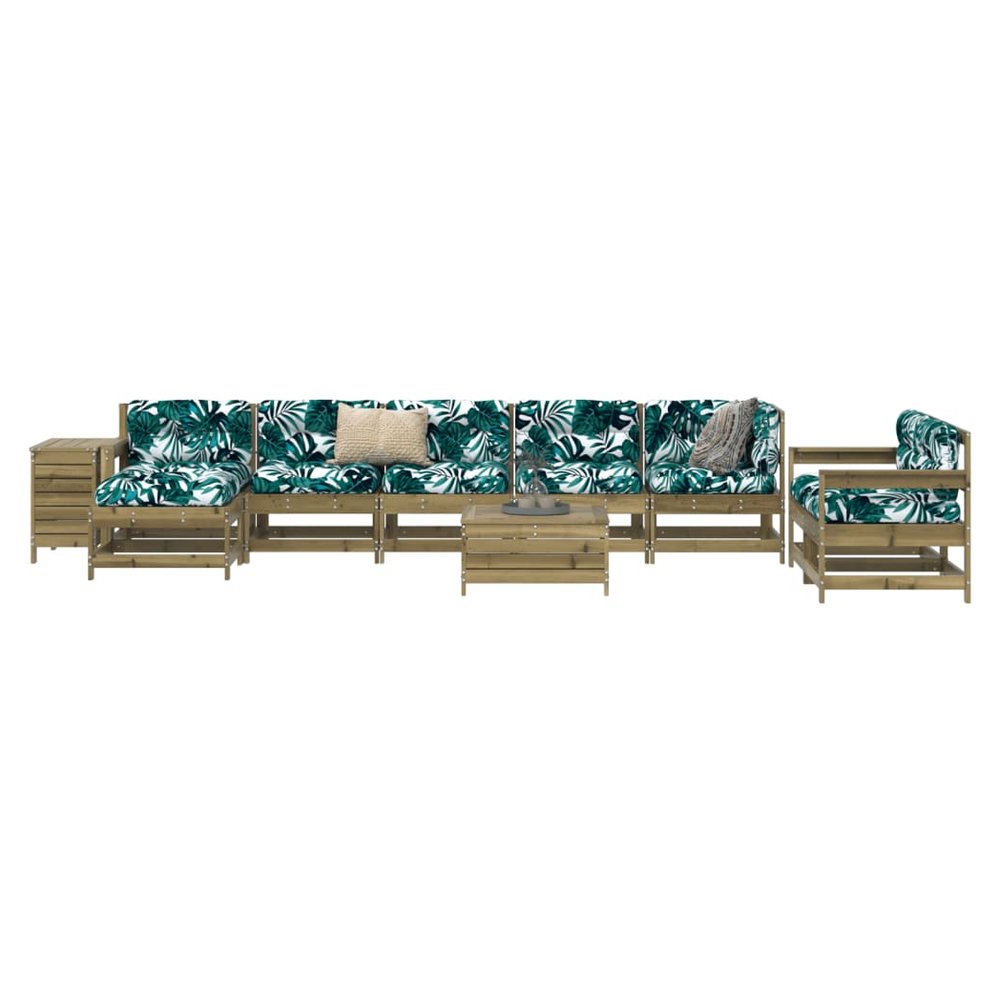 vidaXL 10 Piece Garden Sofa Set Impregnated Wood Pine - SILVIONIX