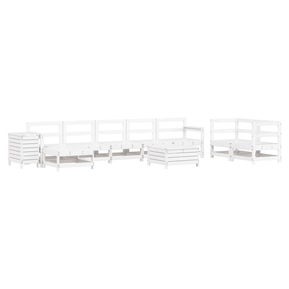 vidaXL 10 Piece Garden Sofa Set White Solid Wood Pine - SILVIONIX