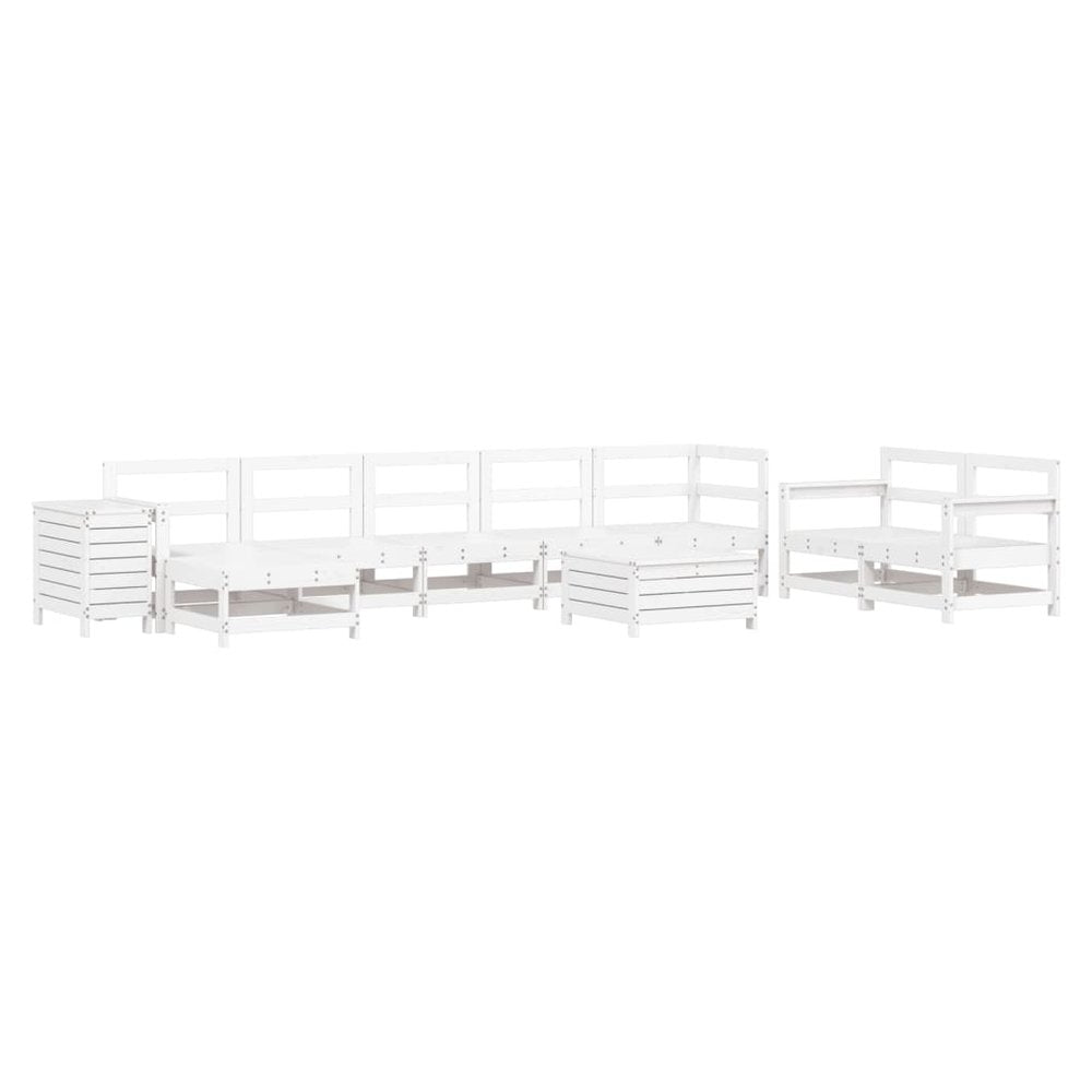 vidaXL 10 Piece Garden Sofa Set White Solid Wood Pine - SILVIONIX