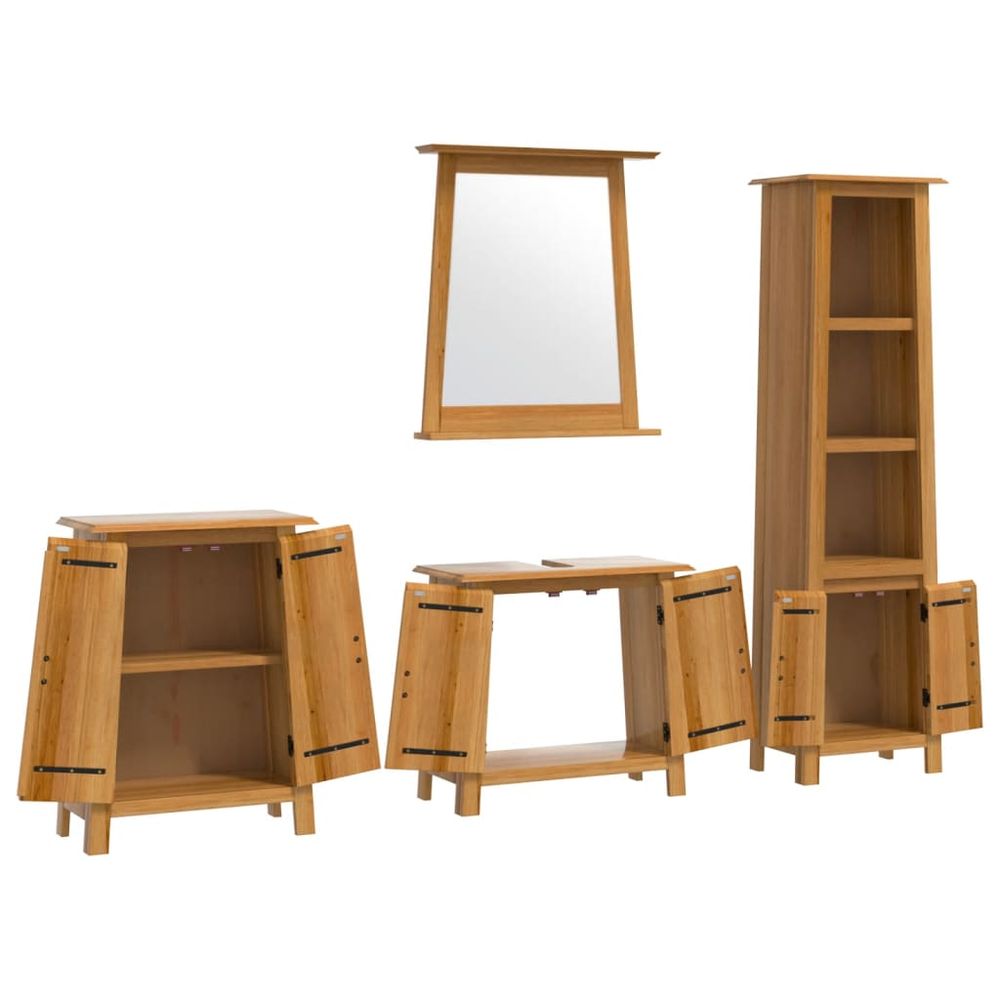 vidaXL 4 Piece Bathroom Furniture Set Solid Wood Pine - SILVIONIX