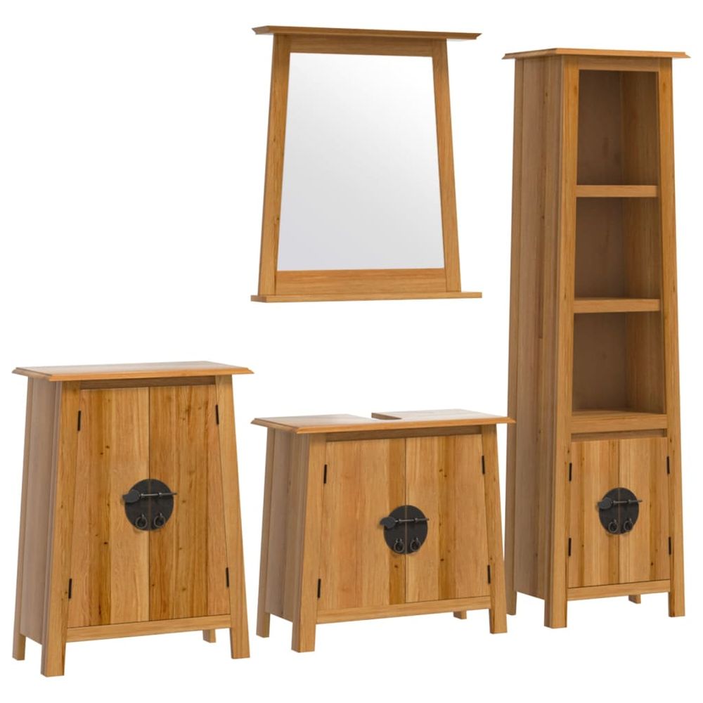 vidaXL 4 Piece Bathroom Furniture Set Solid Wood Pine - SILVIONIX