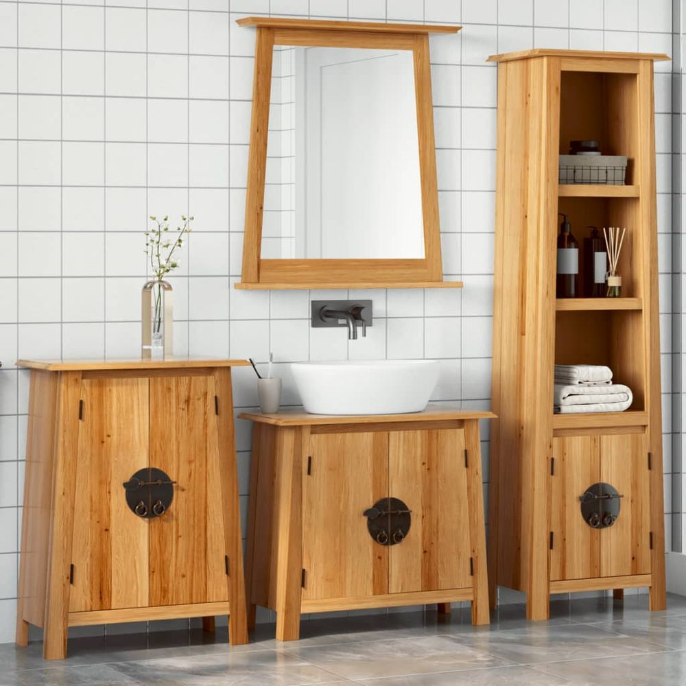 vidaXL 4 Piece Bathroom Furniture Set Solid Wood Pine - SILVIONIX