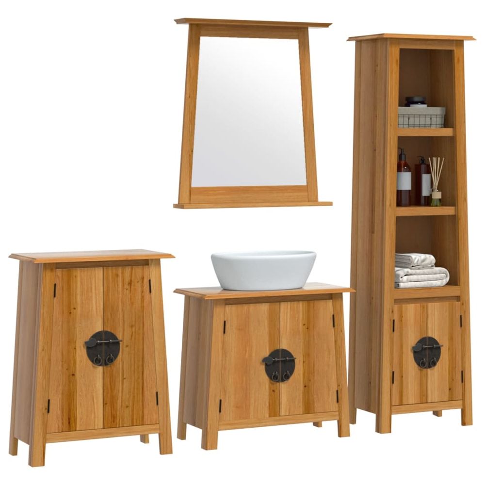 vidaXL 4 Piece Bathroom Furniture Set Solid Wood Pine - SILVIONIX