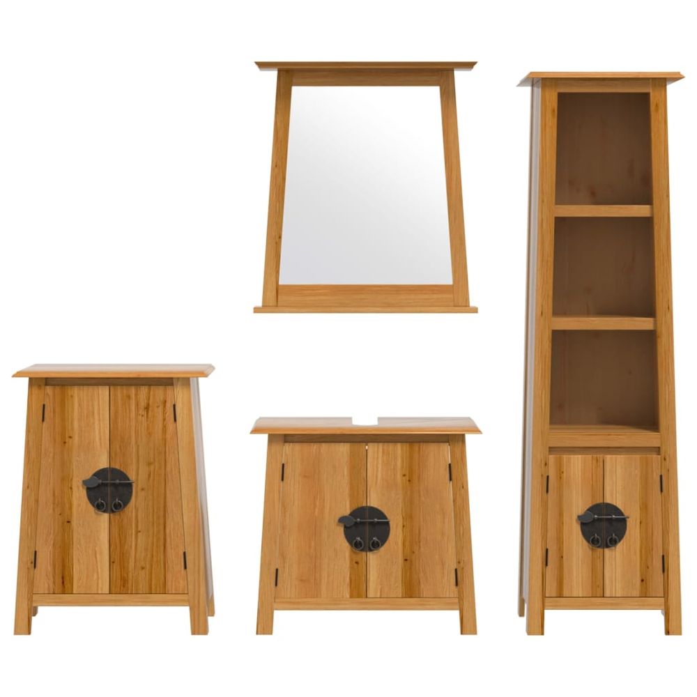 vidaXL 4 Piece Bathroom Furniture Set Solid Wood Pine - SILVIONIX