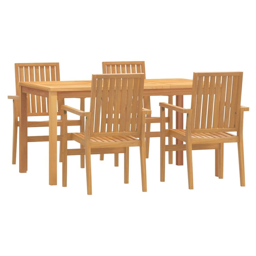 vidaXL 5 Piece Garden Dining Set Solid Wood Teak - SILVIONIX