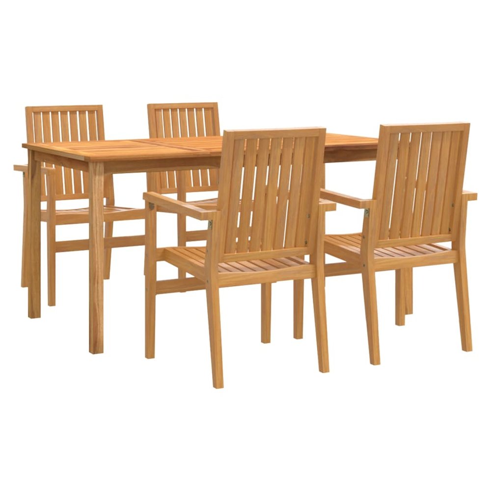 vidaXL 5 Piece Garden Dining Set Solid Wood Teak - SILVIONIX