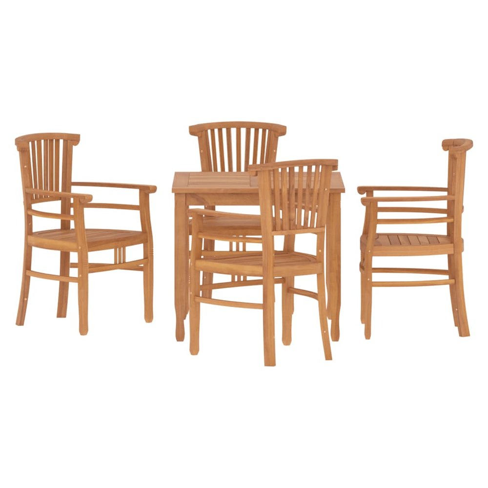 vidaXL 5 Piece Garden Dining Set Solid Wood Teak - SILVIONIX