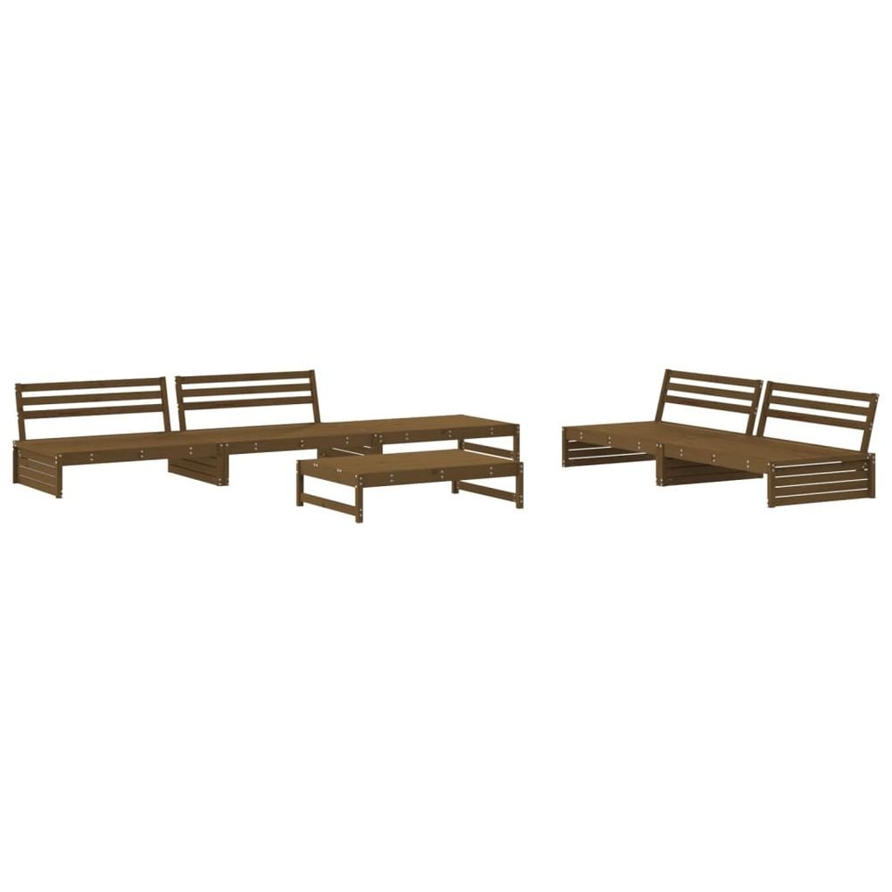 vidaXL 6 Piece Garden Lounge Set Honey Brown Solid Wood Pine - SILVIONIX