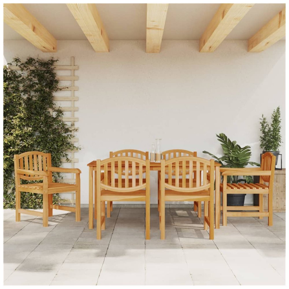 vidaXL 7 Piece Garden Dining Set Solid Wood Teak - SILVIONIX