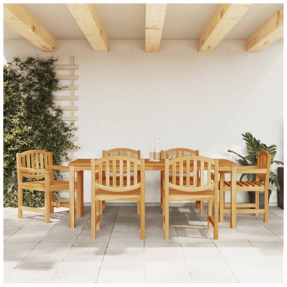 vidaXL 7 Piece Garden Dining Set Solid Wood Teak - SILVIONIX