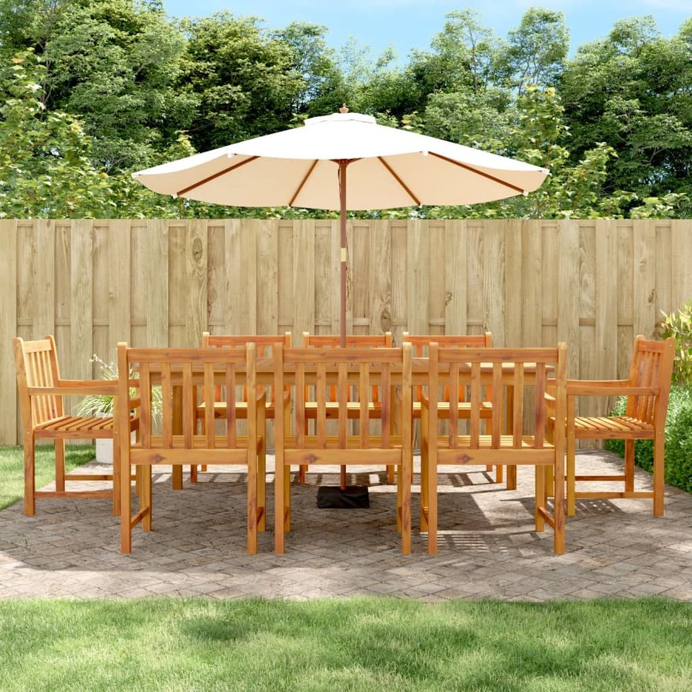 vidaXL 9 Piece Garden Dining Set Solid Wood Acacia - SILVIONIX