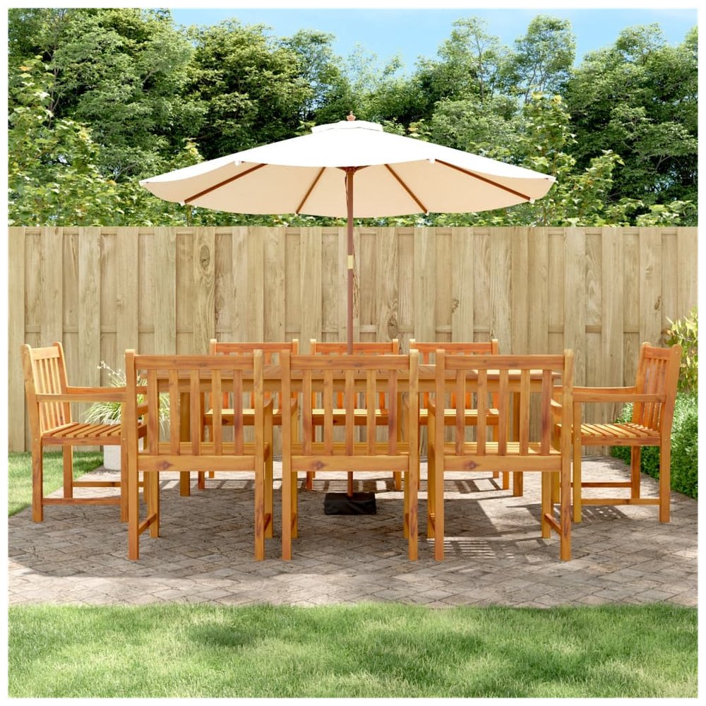 vidaXL 9 Piece Garden Dining Set Solid Wood Acacia - SILVIONIX