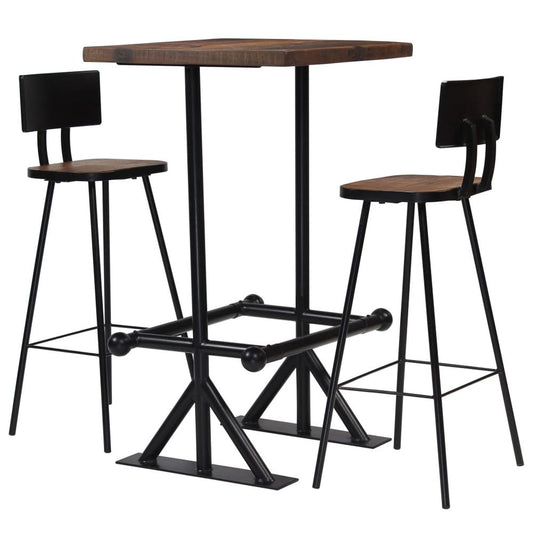 vidaXL Bar Set 3 Piece Solid Reclaimed Wood - SILVIONIX