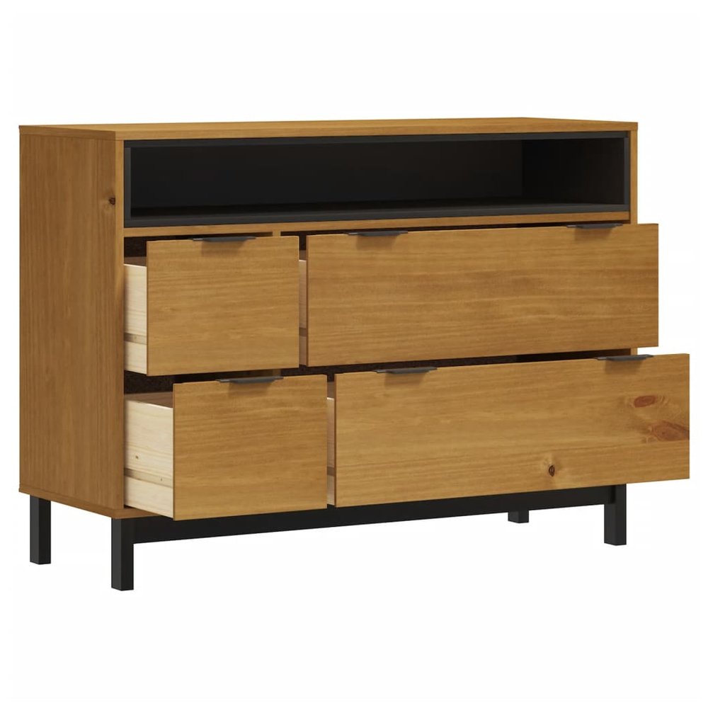 vidaXL Drawer Cabinet FLAM 110x40x80 cm Solid Wood Pine - SILVIONIX