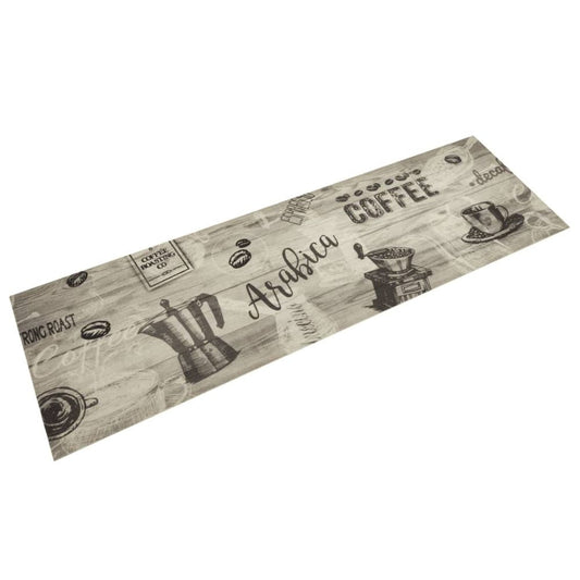 vidaXL Kitchen Rug Washable Coffee Grey 45x150 cm Velvet - SILVIONIX