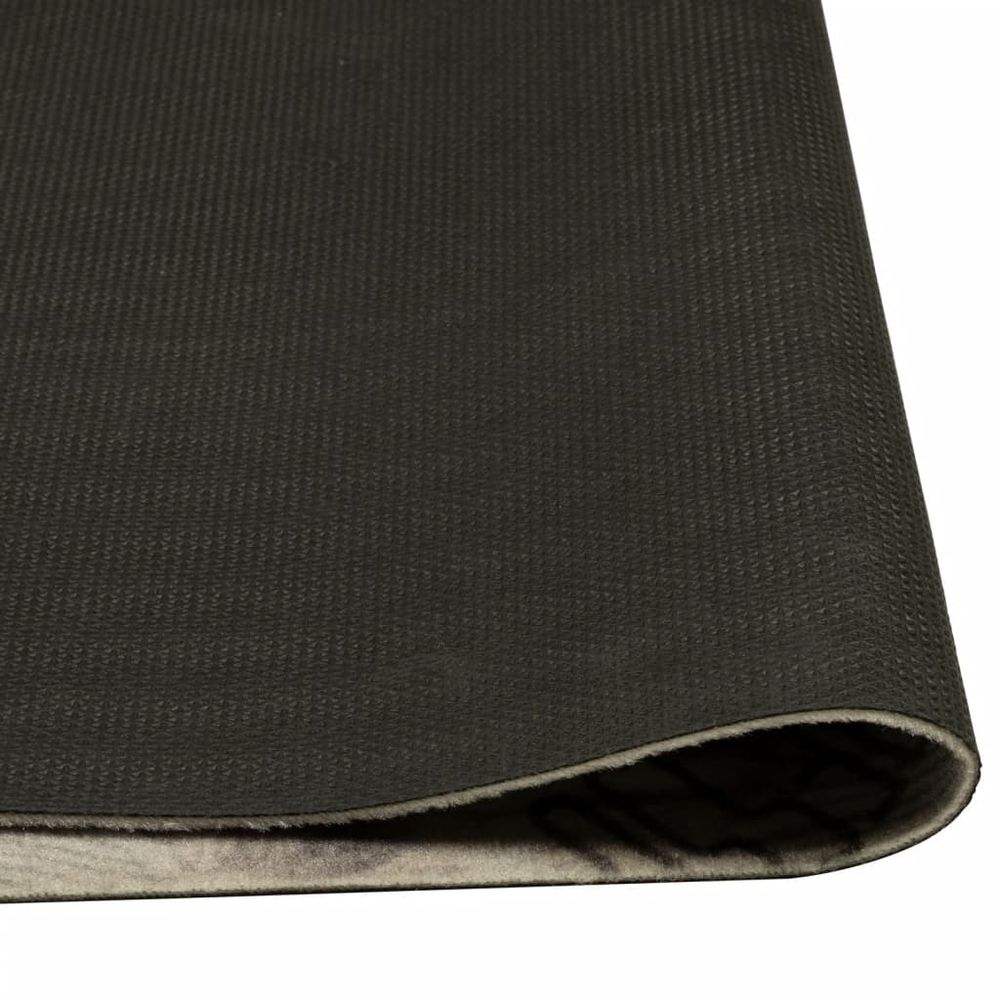 vidaXL Kitchen Rug Washable Coffee Grey 45x150 cm Velvet - SILVIONIX