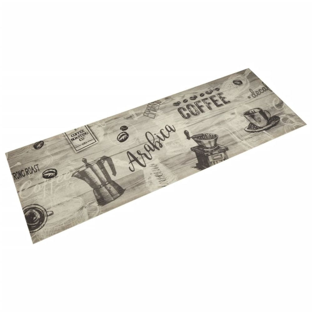 vidaXL Kitchen Rug Washable Coffee Grey 60x180 cm Velvet - SILVIONIX