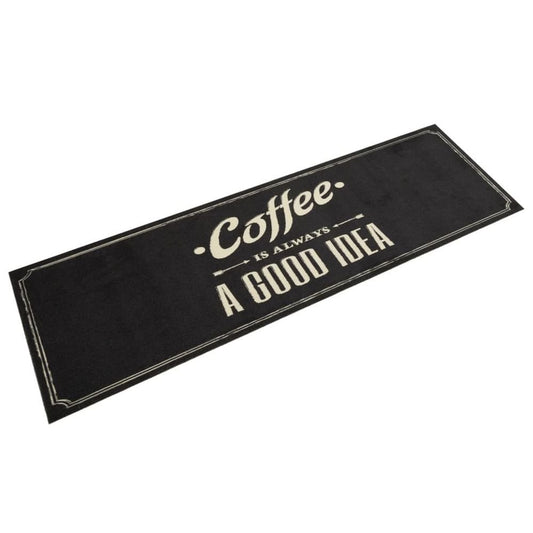 vidaXL Kitchen Rug Washable Coffee Text 45x150 cm Velvet - SILVIONIX