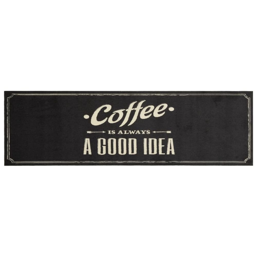 vidaXL Kitchen Rug Washable Coffee Text 45x150 cm Velvet - SILVIONIX