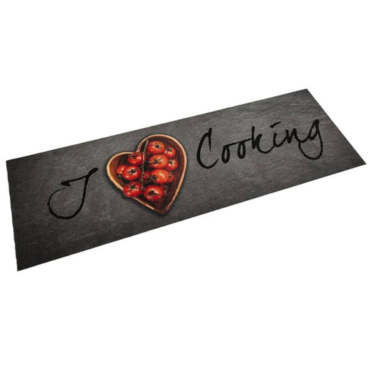 vidaXL Kitchen Rug Washable Cooking Text 60x180 cm Velvet - SILVIONIX