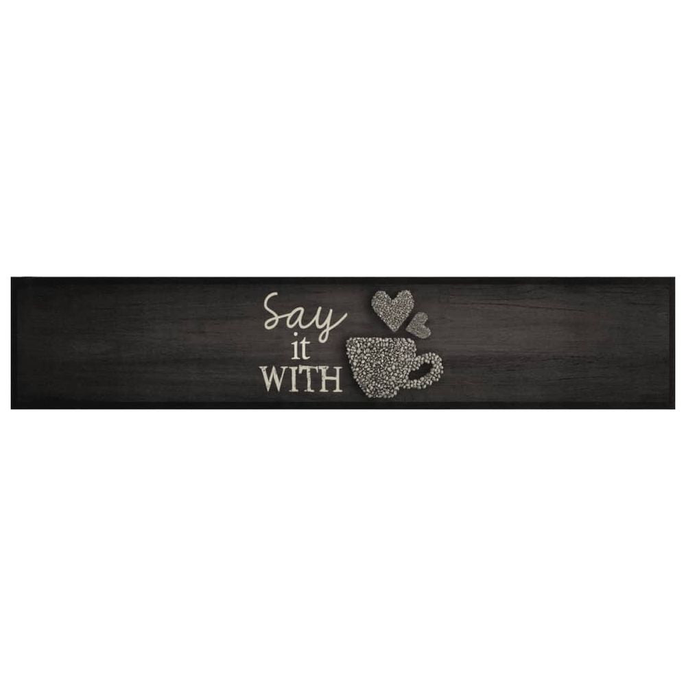 vidaXL Kitchen Rug Washable Cup Black 60x300 cm Velvet - SILVIONIX