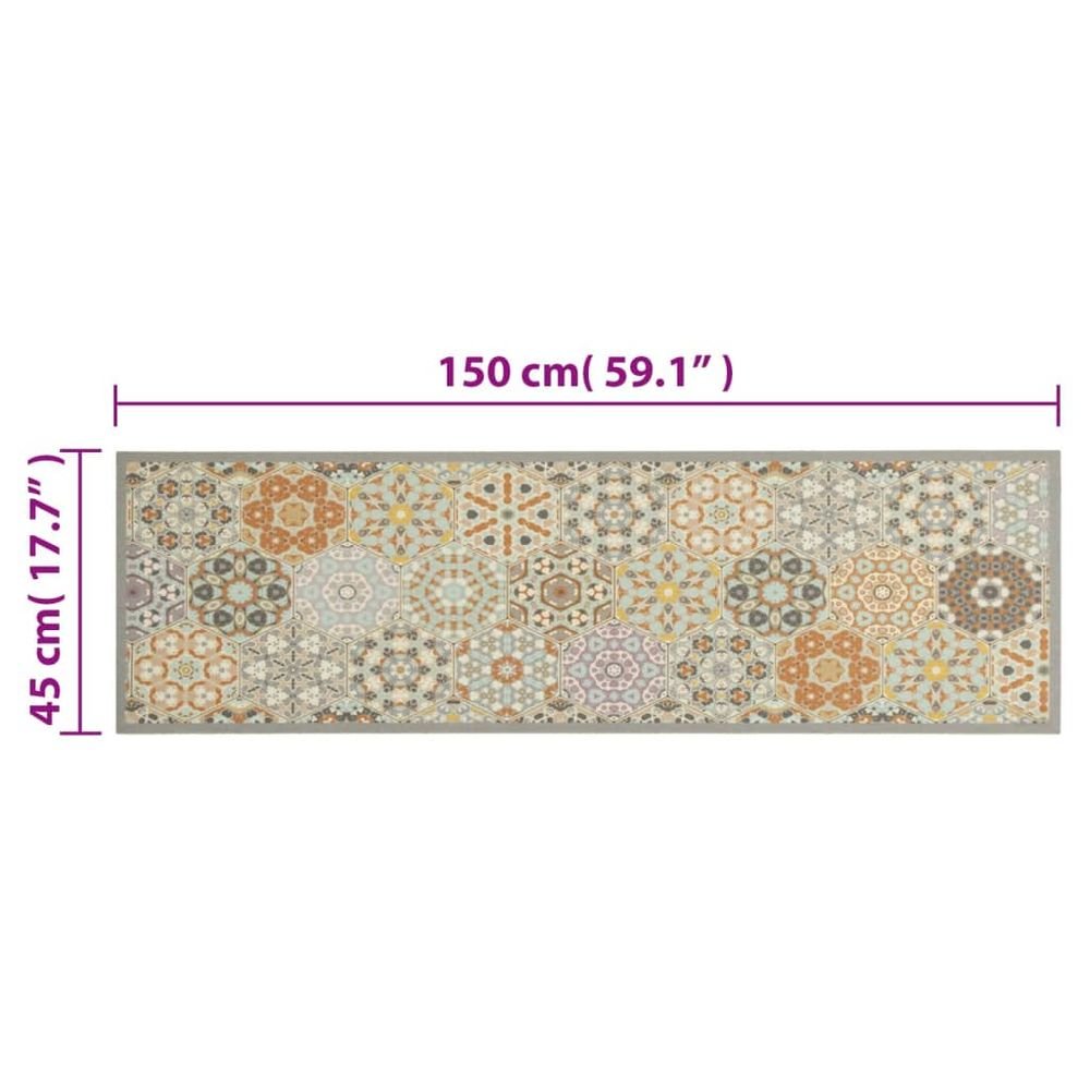 vidaXL Kitchen Rug Washable Hexagon Pastel 45x150 cm Velvet - SILVIONIX