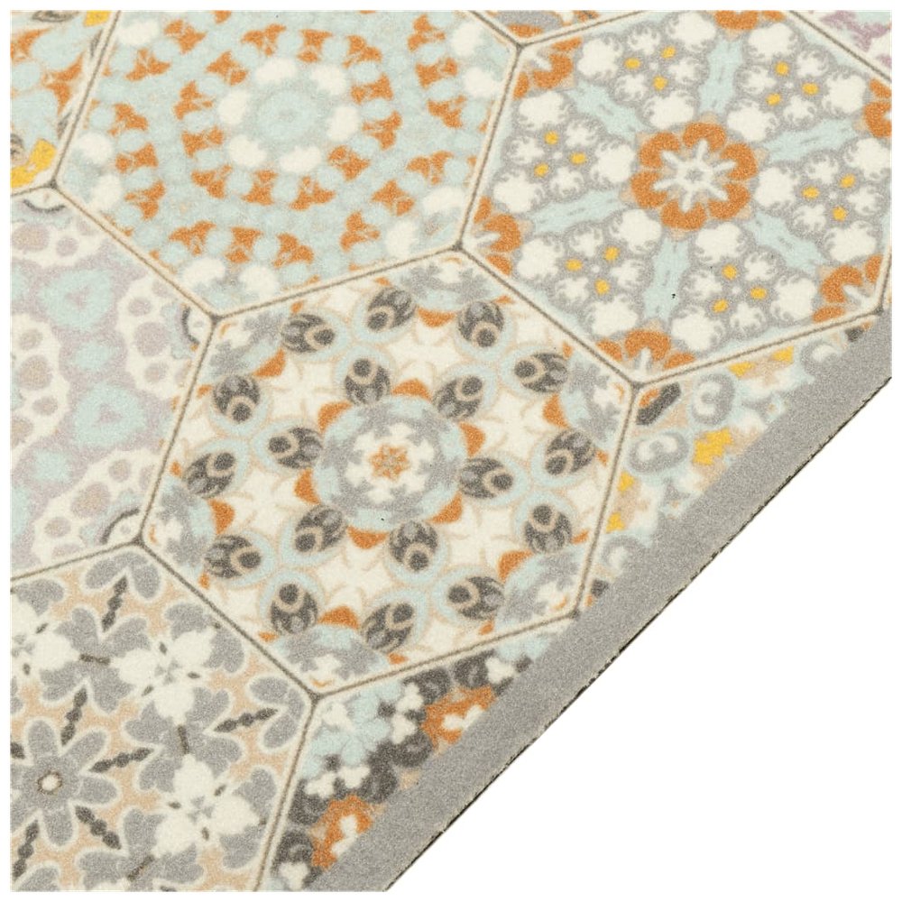 vidaXL Kitchen Rug Washable Hexagon Pastel 60x180 cm Velvet - SILVIONIX