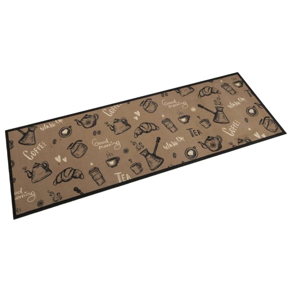 vidaXL Kitchen Rug Washable Morning Brown 60x180 cm Velvet - SILVIONIX