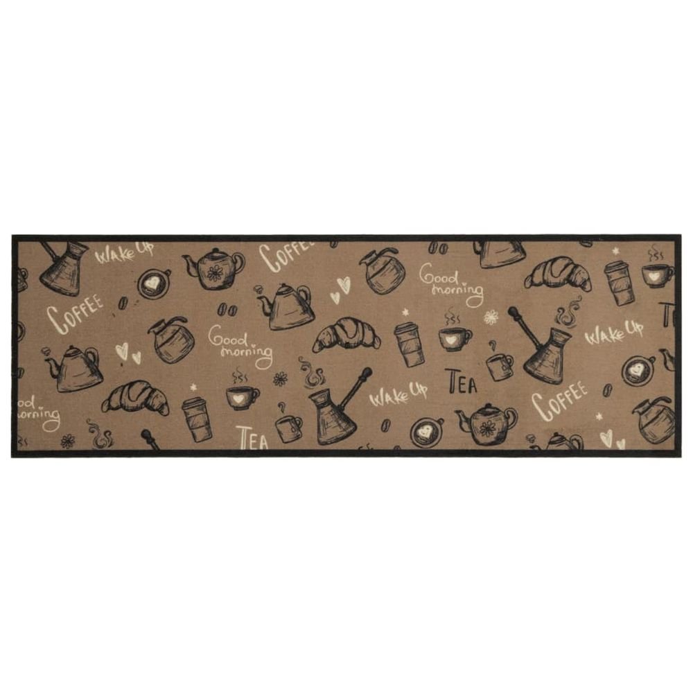 vidaXL Kitchen Rug Washable Morning Brown 60x180 cm Velvet - SILVIONIX