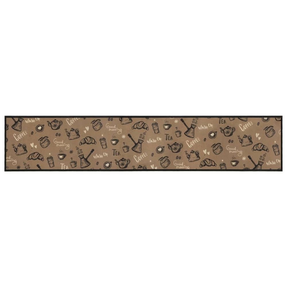 vidaXL Kitchen Rug Washable Morning Brown 60x300 cm Velvet - SILVIONIX