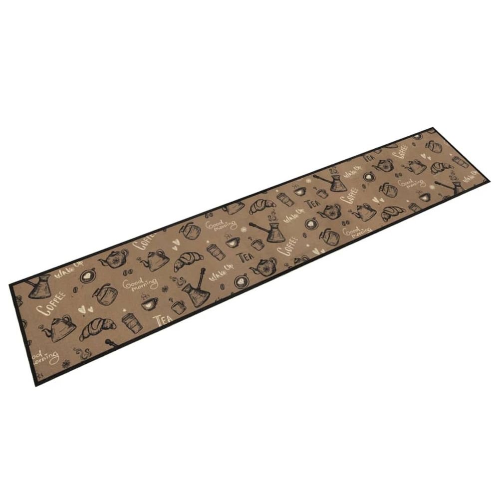 vidaXL Kitchen Rug Washable Morning Brown 60x300 cm Velvet - SILVIONIX