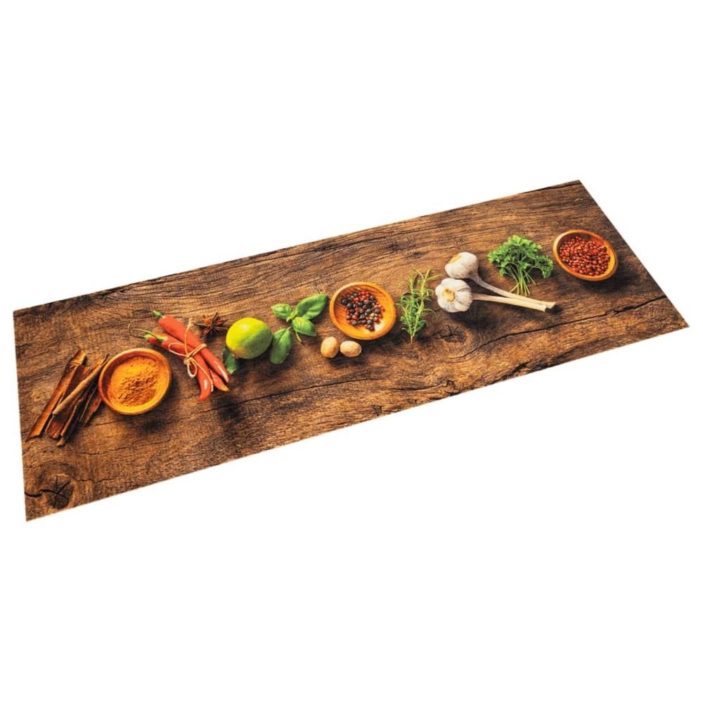 vidaXL Kitchen Rug Washable Spices 45x150 cm Velvet - SILVIONIX