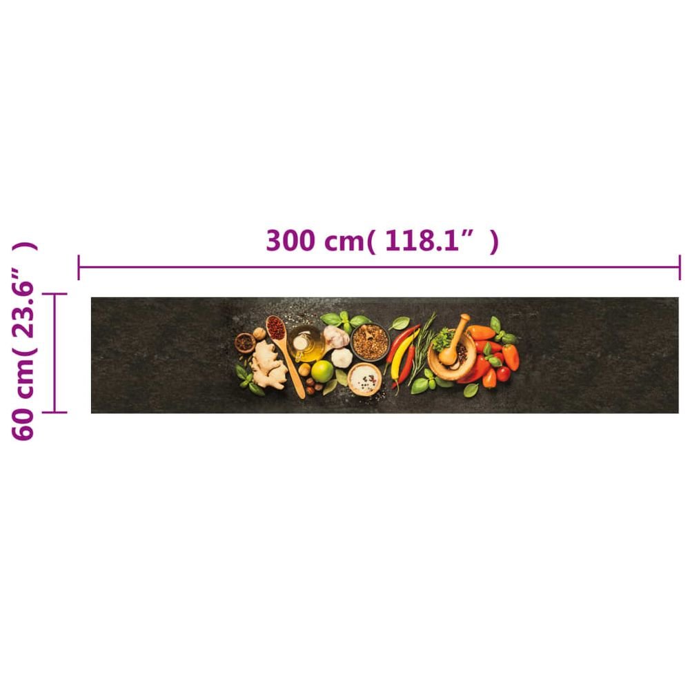 vidaXL Kitchen Rug Washable Spices 60x300 cm Velvet - SILVIONIX