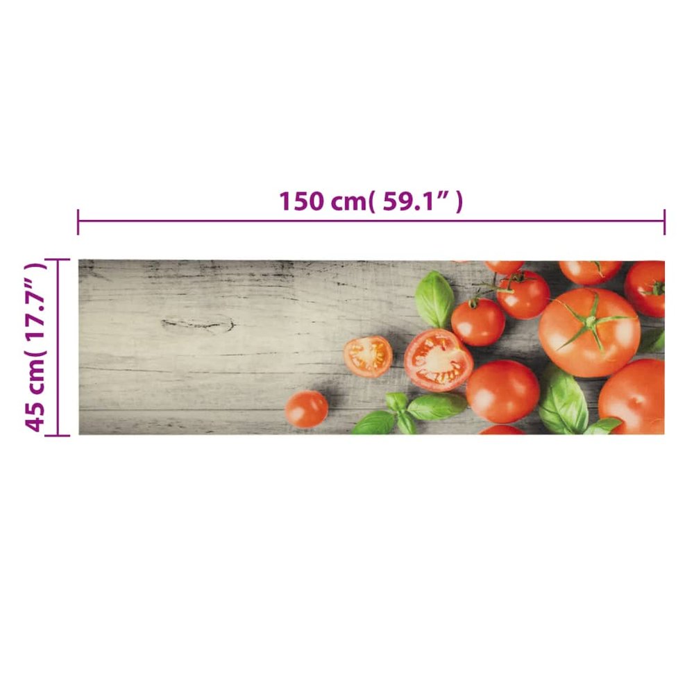 vidaXL Kitchen Rug Washable Tomatoes 45x150 cm Velvet - SILVIONIX