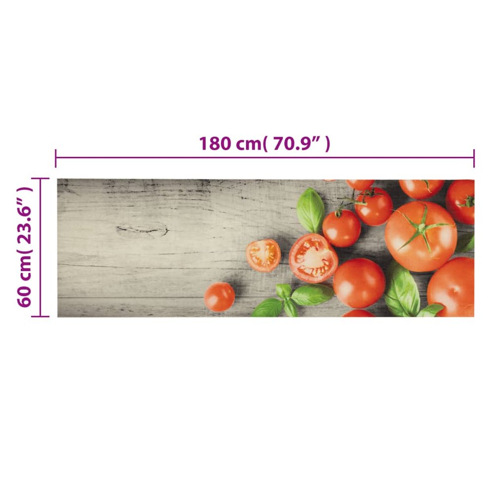 vidaXL Kitchen Rug Washable Tomatoes 60x180 cm Velvet - SILVIONIX