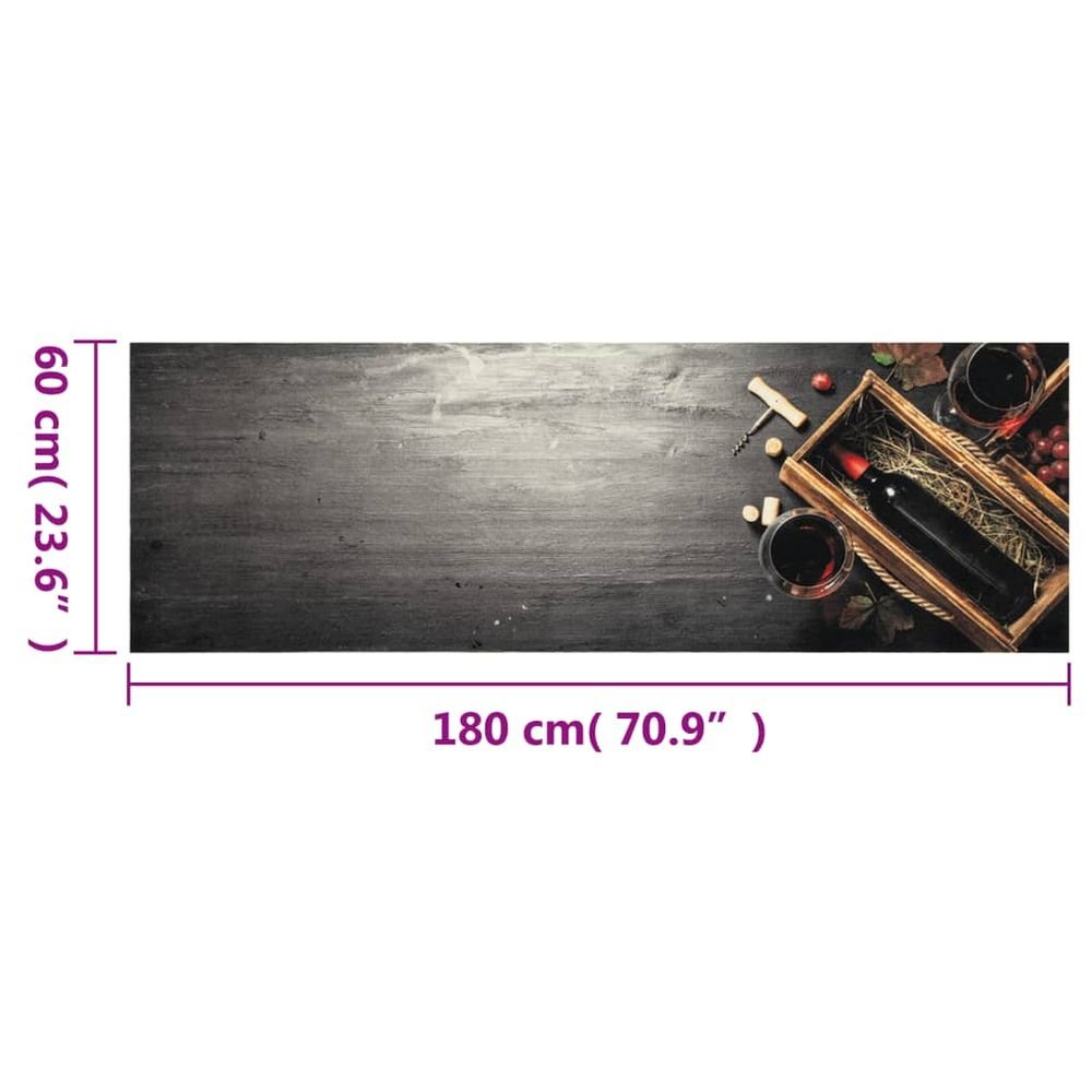 vidaXL Kitchen Rug Washable Wine Bottle 60x180 cm Velvet - SILVIONIX