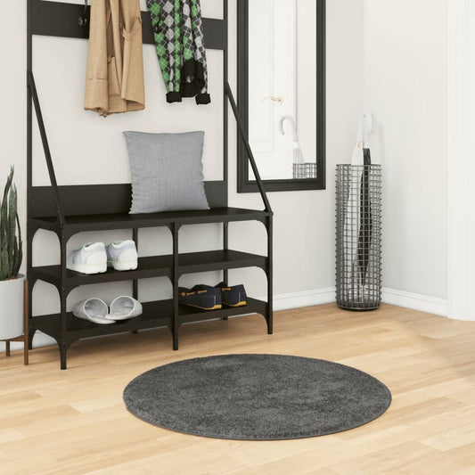 vidaXL Rug OVIEDO Short Pile Anthracite Ø 80 cm - SILVIONIX